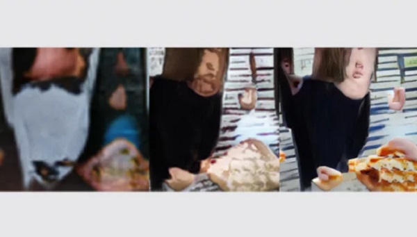 Egy előnytelen pr&oacute;b&aacute;lkoz&aacute;s: a pizz&aacute;t evő l&aacute;ny k&eacute;pe