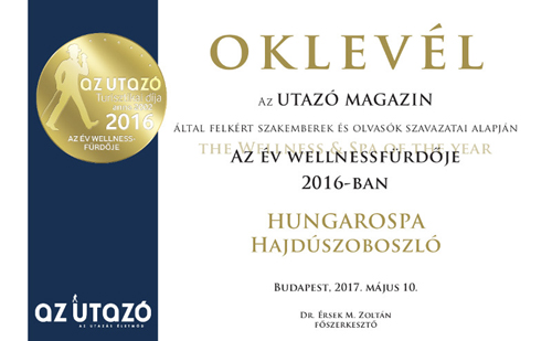 A Hungarospa az év wellnessfürdője lett 2016-ban