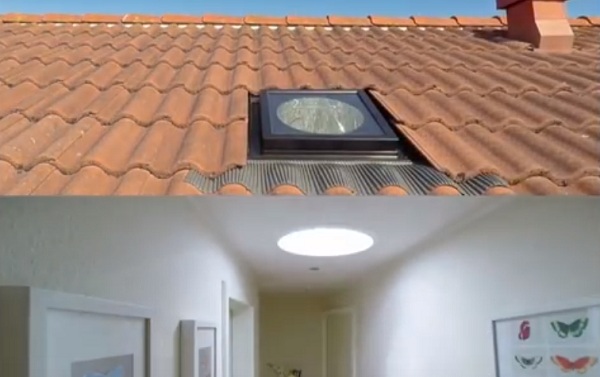 A fénycsatorna működése - a tetőn át jut fény a ház sötétebb pontjaira