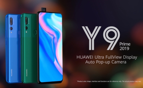 Tripla hátlapi és előbukkanó előlapi kamera a Huawei Y9 Prime 2019 okostelefonban