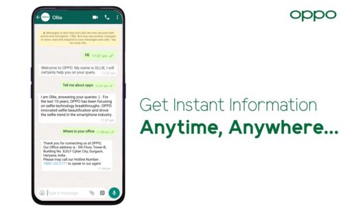 Interaktív, mesterséges intelligencia alapú chatbotot fejlesztett az OPPO a WhatsApp-ra