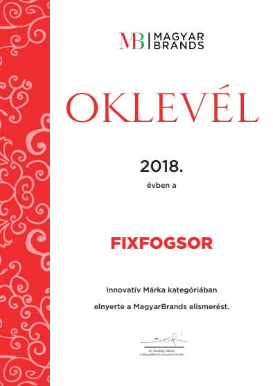 Magyar Brands Oklevél - Fixfogsor