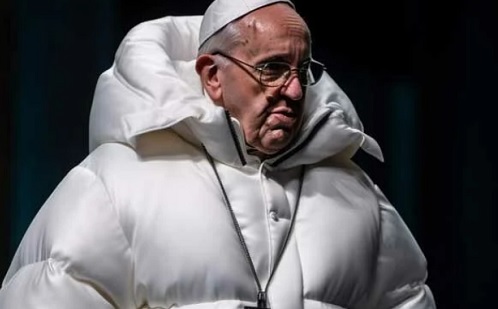 Mesterséges intelligencia alkotta a pápa pufidzsekis képét